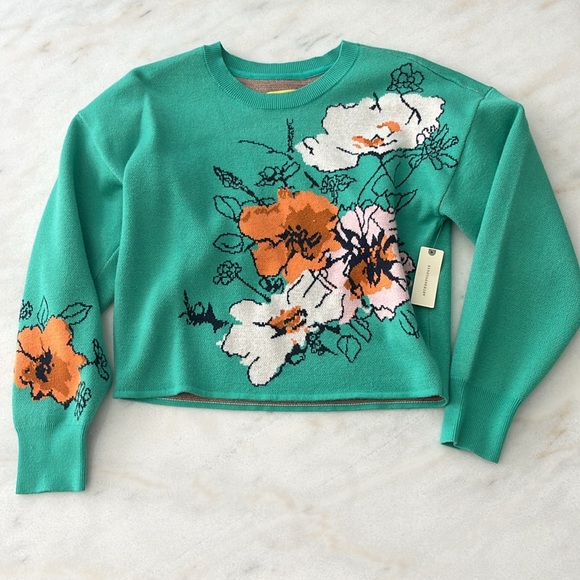 NWT Anthro Sonal Nathwani Camryn Cropped Crewneck Sweater by Maeve Size Small - Picture 7 of 10